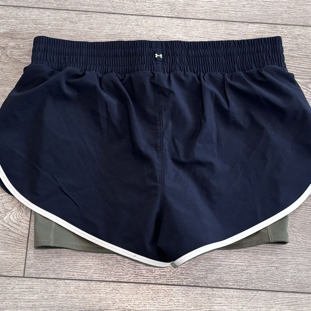 Project Rock Flex Woven Leg Day Shorts Womens Large Black Green Workout 2 In 1 - Picture 7 of 7